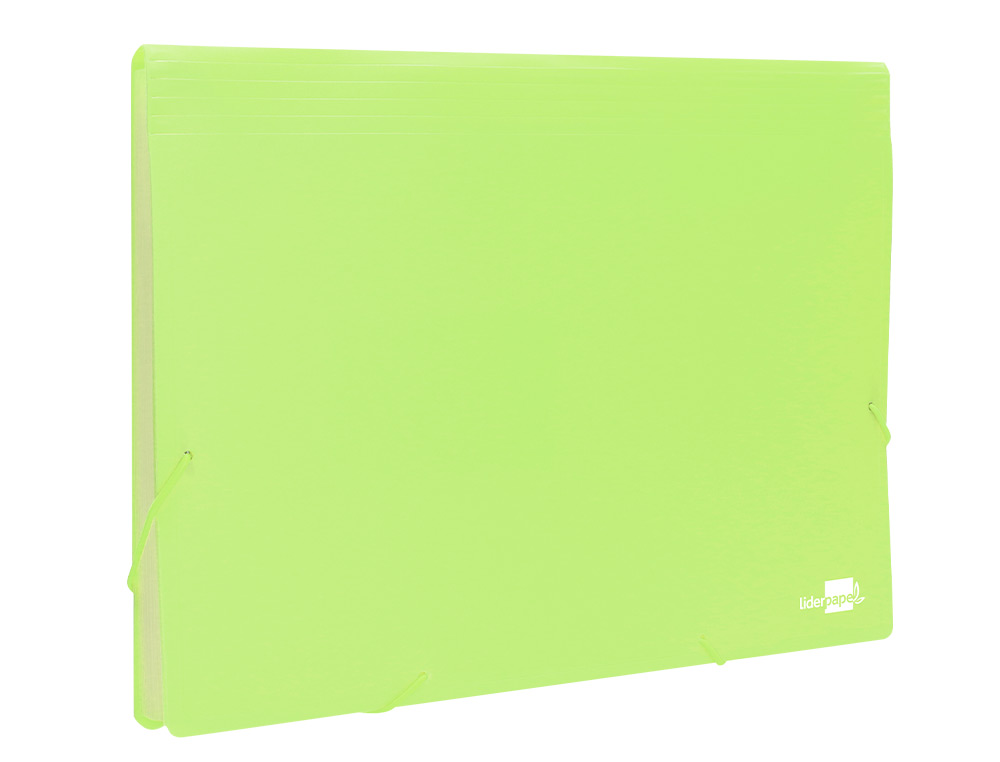 TRIEUR LIDERPAPEL POLYPRO A4 210X297MM 700 MICRONS 13 COMPARTIMENTS FERMETURE ELASTIQUE  COLORIS JAUNE FLUO OPAQUE