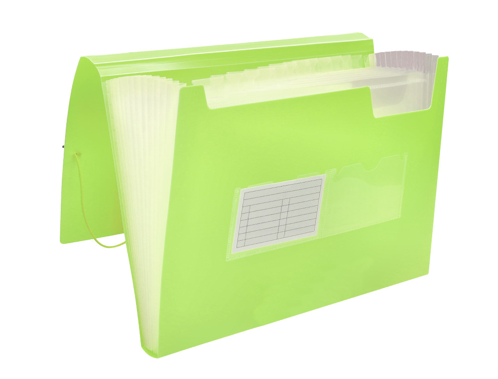 TRIEUR LIDERPAPEL POLYPRO A4 210X297MM 700 MICRONS 13 COMPARTIMENTS FERMETURE ELASTIQUE  COLORIS JAUNE FLUO OPAQUE