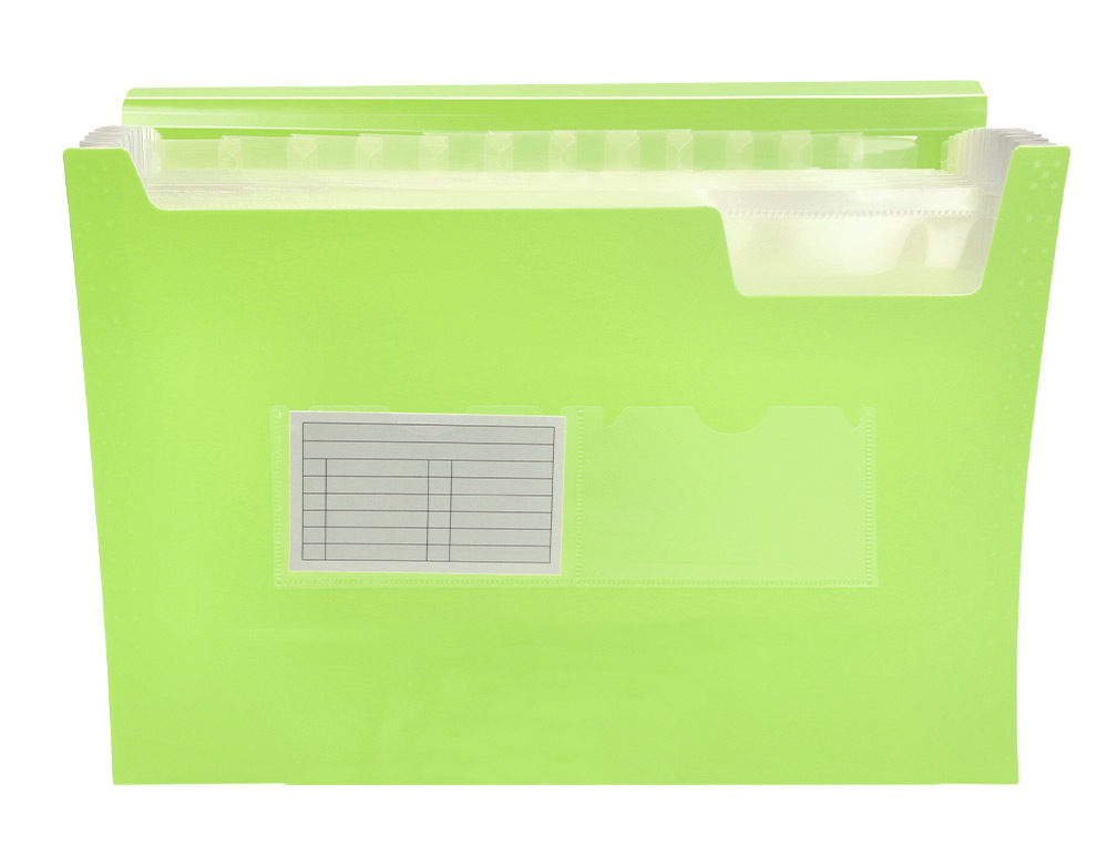 TRIEUR LIDERPAPEL POLYPRO A4 210X297MM 700 MICRONS 13 COMPARTIMENTS FERMETURE ELASTIQUE  COLORIS JAUNE FLUO OPAQUE