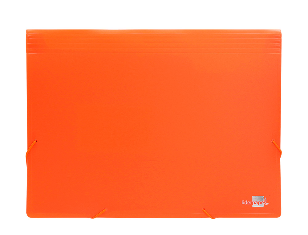 TRIEUR LIDERPAPEL POLYPRO A4 210X297MM 700 MICRONS 13 COMPARTIMENTS FERMETURE ELASTIQUE  COLORIS ORANGE FLUO OPAQUE