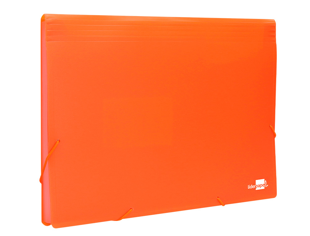 TRIEUR LIDERPAPEL POLYPRO A4 210X297MM 700 MICRONS 13 COMPARTIMENTS FERMETURE ELASTIQUE  COLORIS ORANGE FLUO OPAQUE