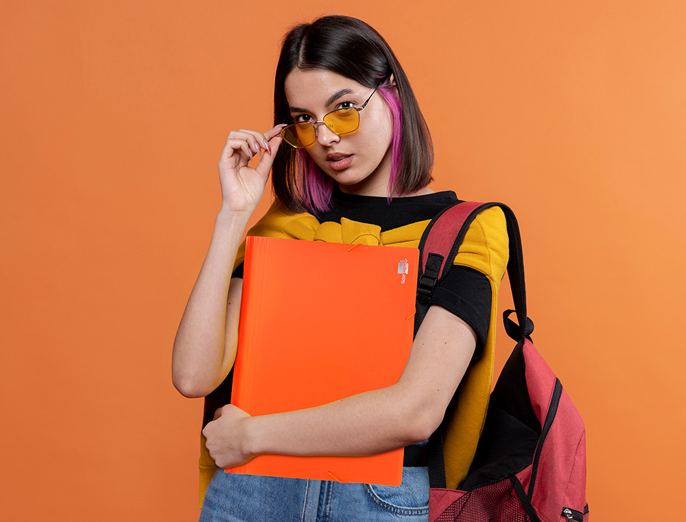 TRIEUR LIDERPAPEL POLYPRO A4 210X297MM 700 MICRONS 13 COMPARTIMENTS FERMETURE ELASTIQUE  COLORIS ORANGE FLUO OPAQUE