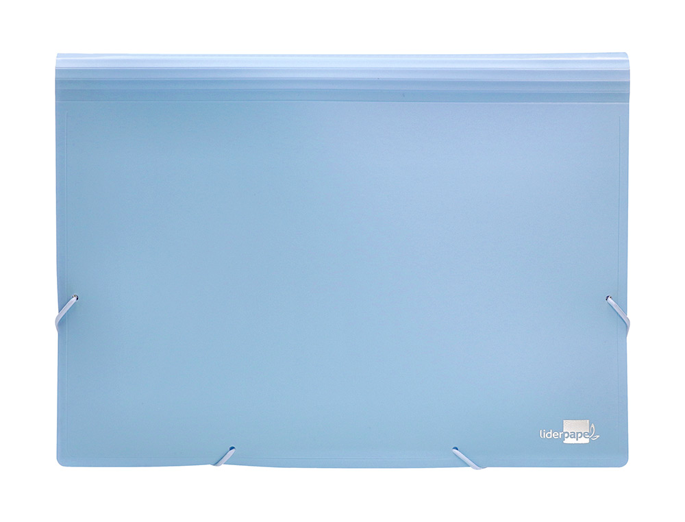 TRIEUR LIDERPAPEL POLYPRO A4 210X297MM 700 MICRONS 13 COMPARTIMENTS FERMETURE ELASTIQUE COLORIS BLEU CIEL OPAQUE