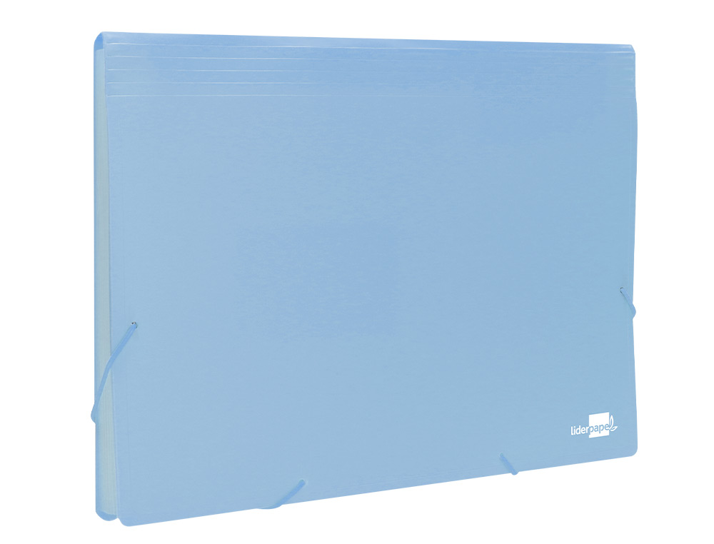 TRIEUR LIDERPAPEL POLYPRO A4 210X297MM 700 MICRONS 13 COMPARTIMENTS FERMETURE ELASTIQUE COLORIS BLEU CIEL OPAQUE