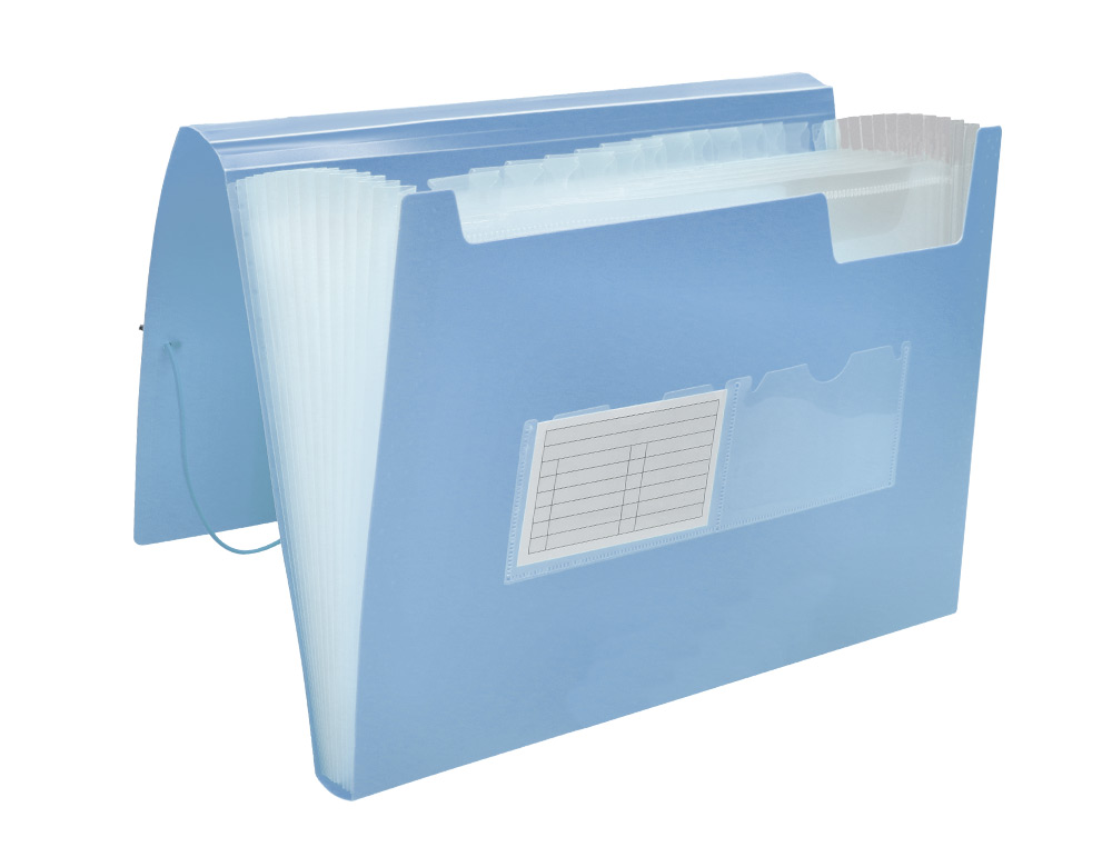 TRIEUR LIDERPAPEL POLYPRO A4 210X297MM 700 MICRONS 13 COMPARTIMENTS FERMETURE ELASTIQUE COLORIS BLEU CIEL OPAQUE