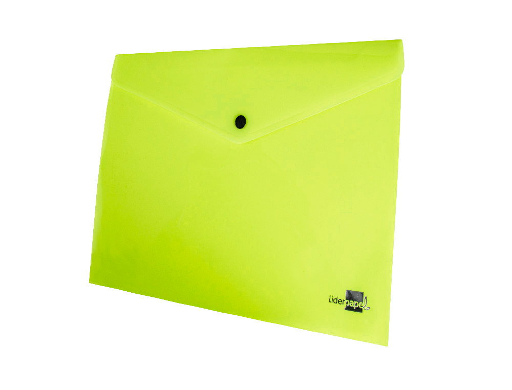 POCHETTE ENVELOPPE LIDERPAPEL POLYPROPYLENE 180 MICRONS A4 97X210MM 50F FERMETURE BOUTON JAUNE FLUO OPAQUE