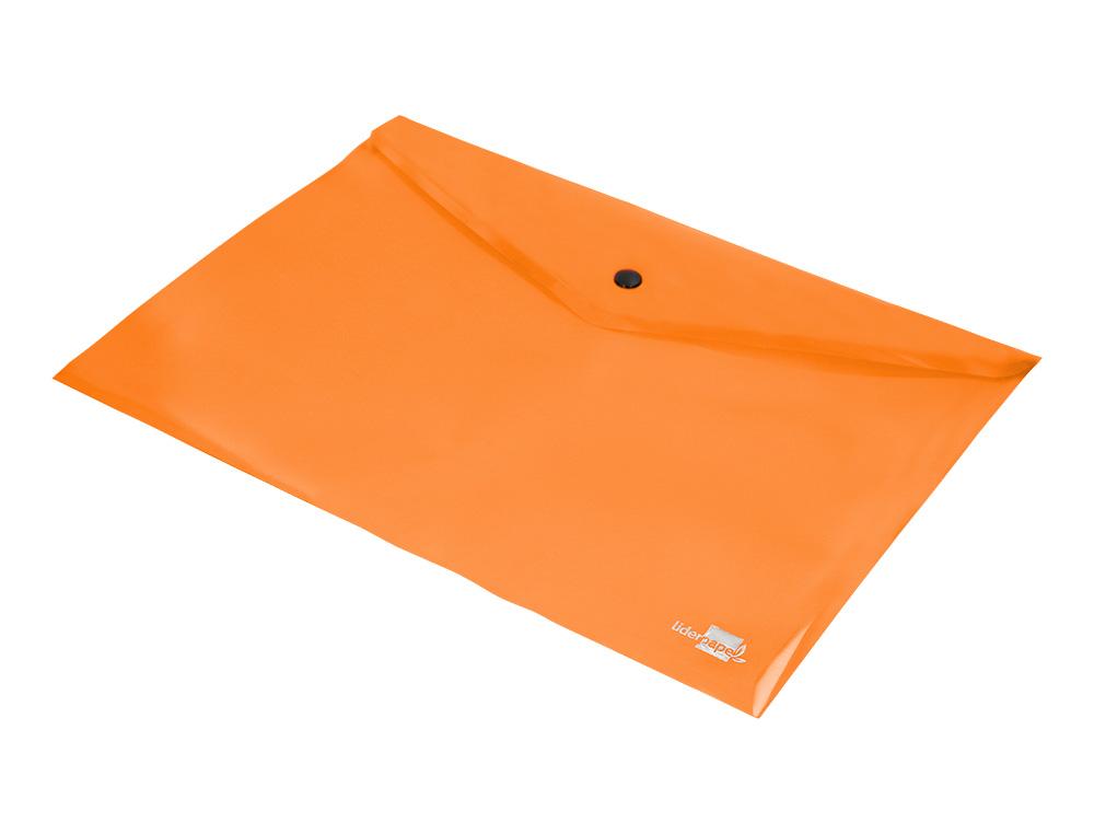 POCHETTE ENVELOPPE LIDERPAPEL POLYPROPYLENE 180 MICRONS A4  97X210MM 50F FERMETURE BOUTON ORANGE FLUO OPAQUE