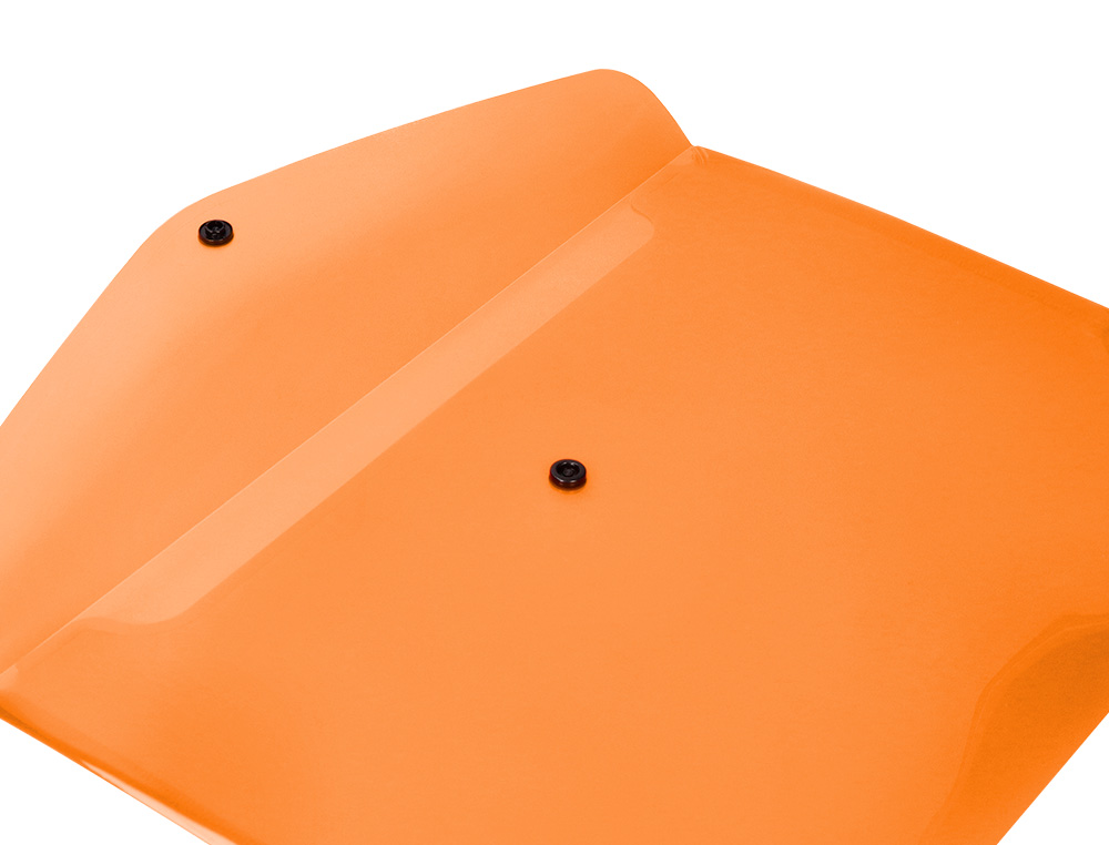 POCHETTE ENVELOPPE LIDERPAPEL POLYPROPYLENE 180 MICRONS A4  97X210MM 50F FERMETURE BOUTON ORANGE FLUO OPAQUE
