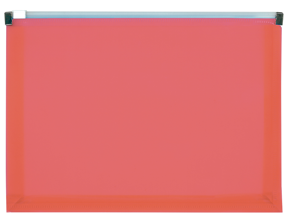 POCHETTE ENVELOPPE LIDERPAPEL POLYPROPYLENE 180 MICRONS A5 210X148MM FERMETURE ECLAIR TRANSPARENT ROUGE