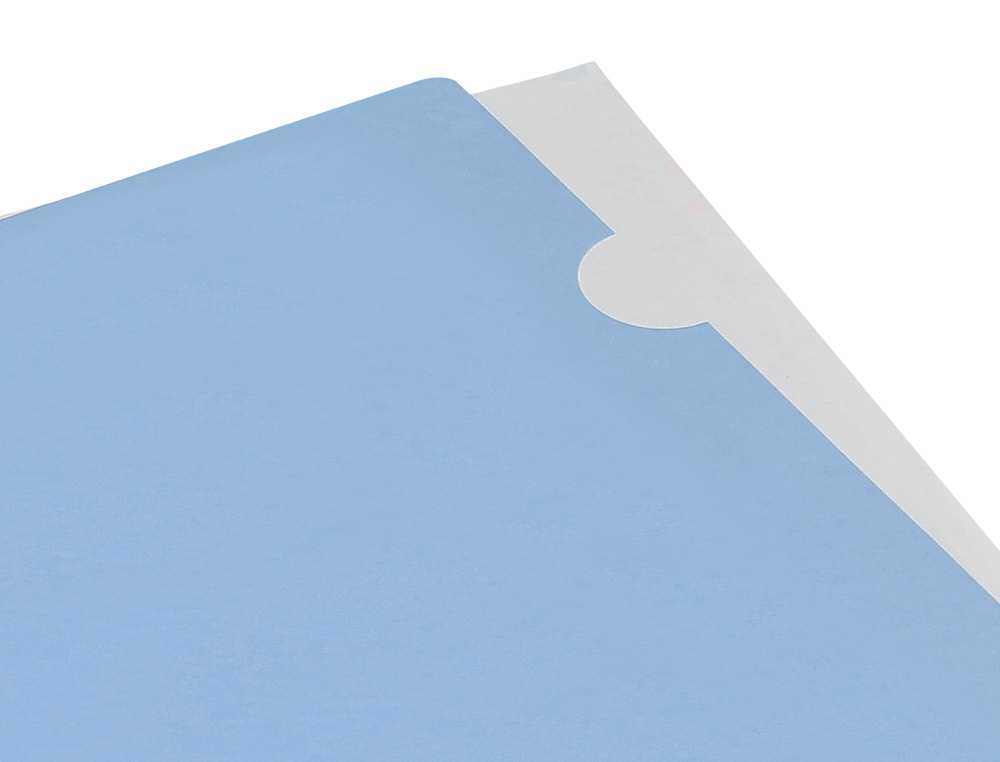 POCHETTE COIN LIDERPAPEL POLYPROPYLENE 180 MICRONS A4 210X297MM CAPACITE 20F COLORIS BLEU CIEL OPAQUE