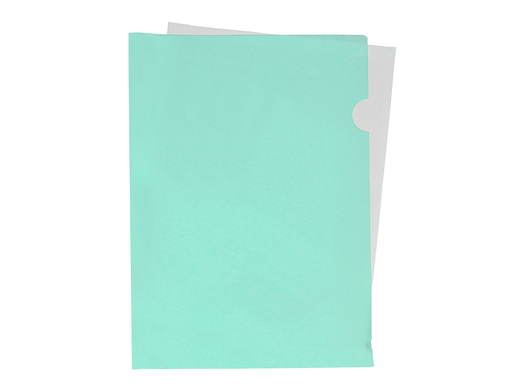 POCHETTE COIN LIDERPAPEL POLYPROPYLENE 180 MICRONS A4  210X297MM CAPACITE 20F        COLORIS VERT POMME OPAQUE