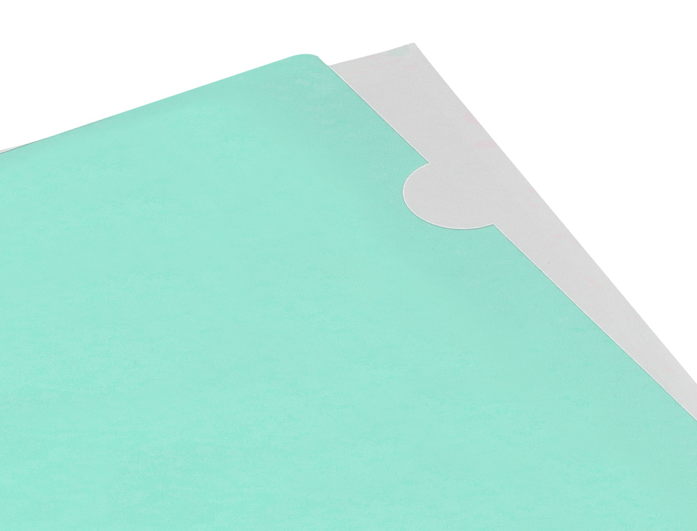 POCHETTE COIN LIDERPAPEL POLYPROPYLENE 180 MICRONS A4  210X297MM CAPACITE 20F        COLORIS VERT POMME OPAQUE