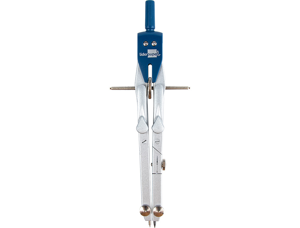 COMPAS LIDERPAPEL MICROMÉTRIQUE ARTICULÉ CIRCONFÉRENCE 38CM ALLONGE VIS RÉGLAGE RAPIDE BAGUE UNIVERSELLE MINE 2MM ÉTUI