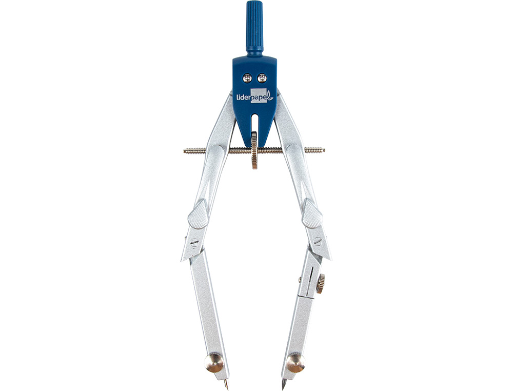 COMPAS LIDERPAPEL MICROMÉTRIQUE ARTICULÉ CIRCONFÉRENCE 38CM ALLONGE VIS RÉGLAGE RAPIDE BAGUE UNIVERSELLE MINE 2MM ÉTUI