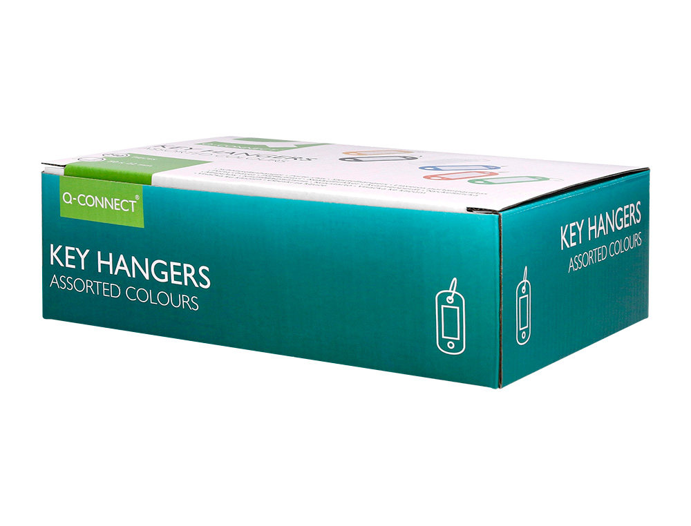 PORTE-CLÉS Q-CONNECT PORTE-ÉTIQUETTE PLASTIQUE 50X22MM COLORIS ASSORTIS PRÉSENTOIR 240 UNITÉS