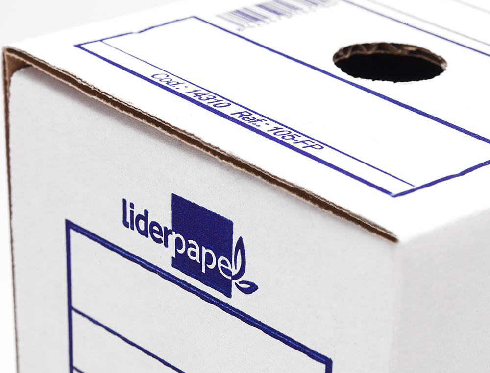 BOITE A ARCHIVES LIDERPAPEL CARTON RECYCLE 325G/M2 DOS 105MM 278X105X213MM COLORIS BLANC