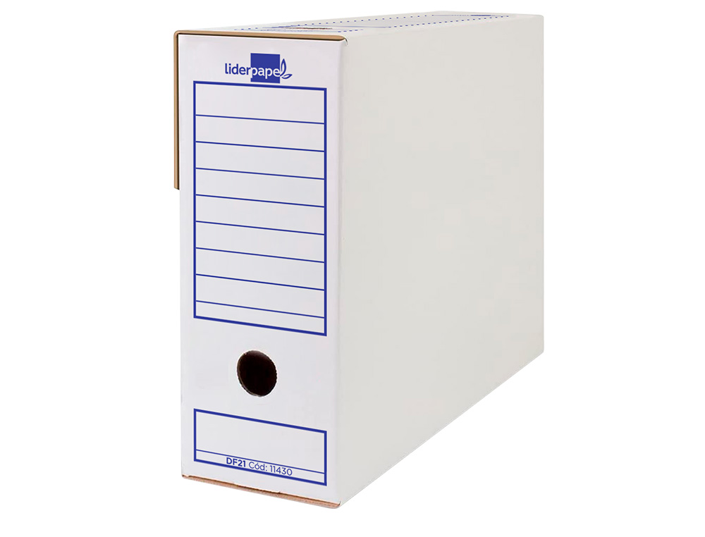 BOITE A ARCHIVES LIDERPAPEL CARTON RECYCLE 325G/M2 DOS 105MM 278X105X213MM COLORIS BLANC