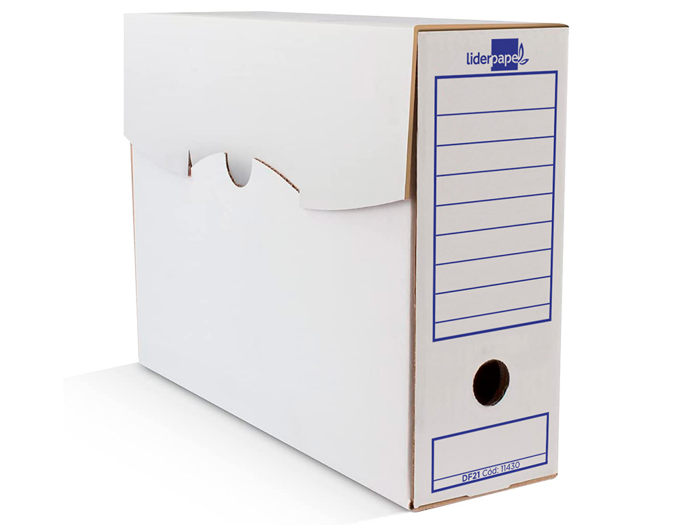 BOITE A ARCHIVES LIDERPAPEL CARTON RECYCLE 325G/M2 DOS 105MM 278X105X213MM COLORIS BLANC