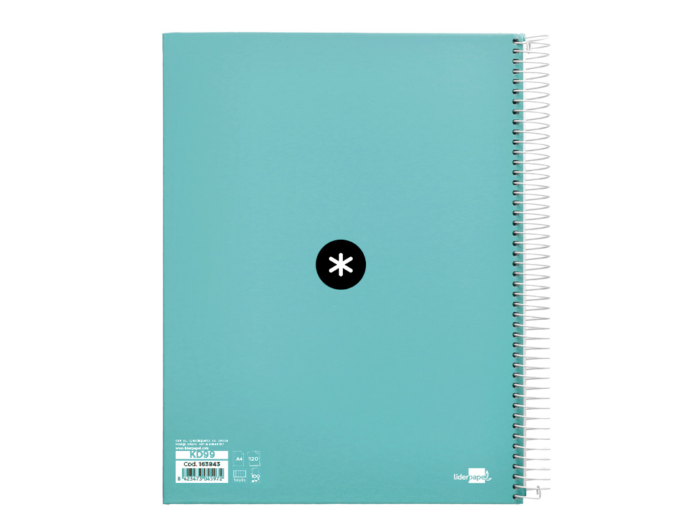 CAHIER SPIRALE ANTARTIK A4 100G COUVERTURE REMBORDEE     SEYES SANS BANDES 4 TROUS     COLORIS MENTHE