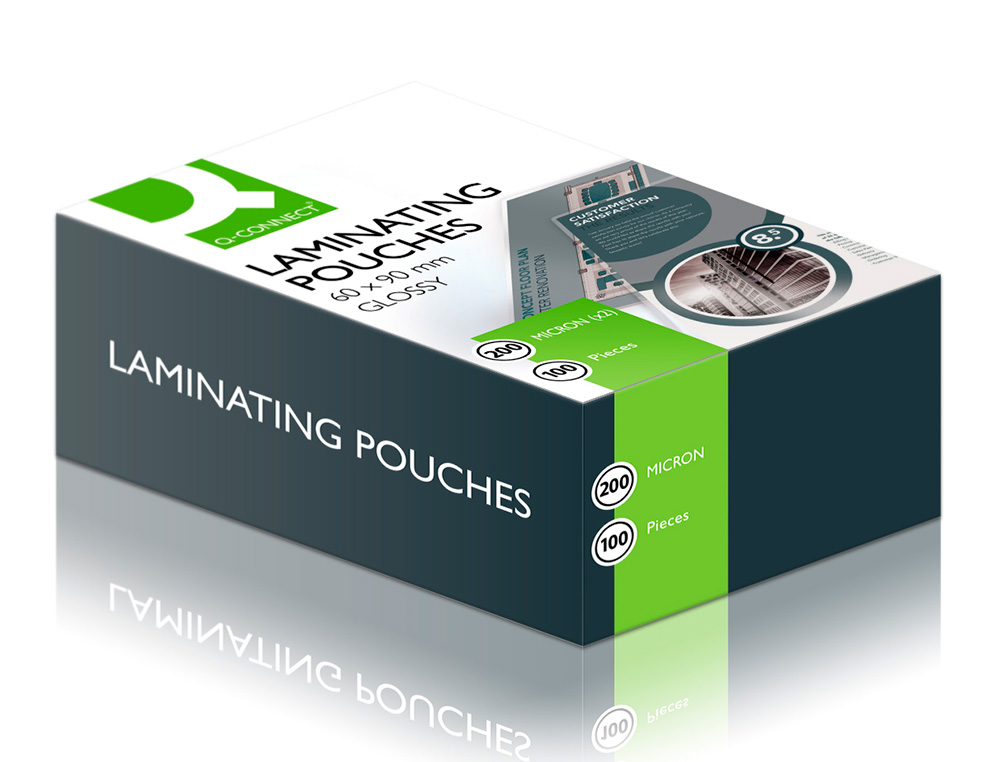 POCHETTE PLASTIFICATION Q-CONNECT À CHAUD ÉCONOMIQUE FORMAT 90X60MM 200 MICRONS BOÎTE 100 UNITÉS