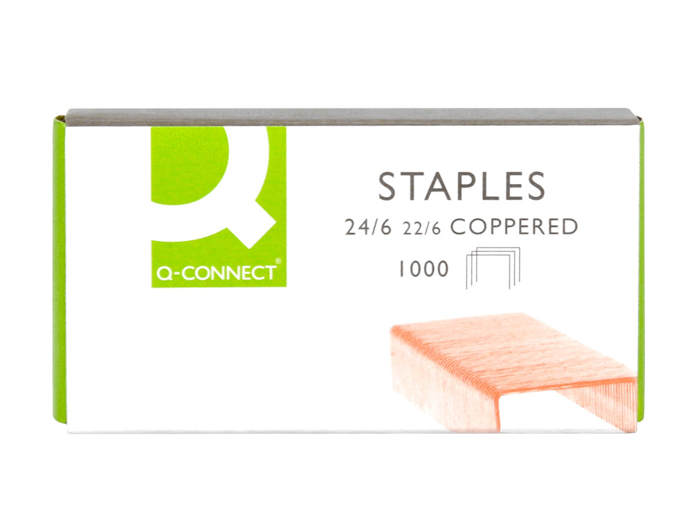 AGRAFE Q-CONNECT MODÈLE 22/6 24/6 CUIVRÉE BOÎTE 1000 UNITÉS