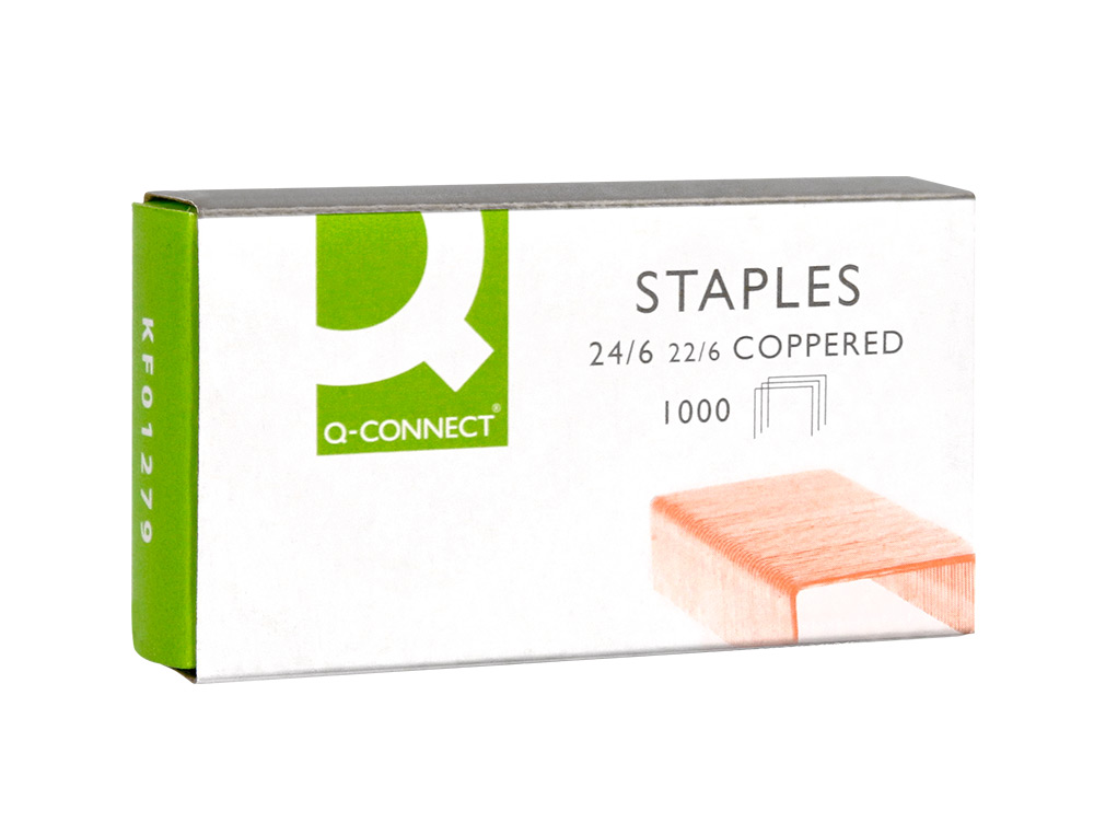 AGRAFE Q-CONNECT MODÈLE 22/6 24/6 CUIVRÉE BOÎTE 1000 UNITÉS