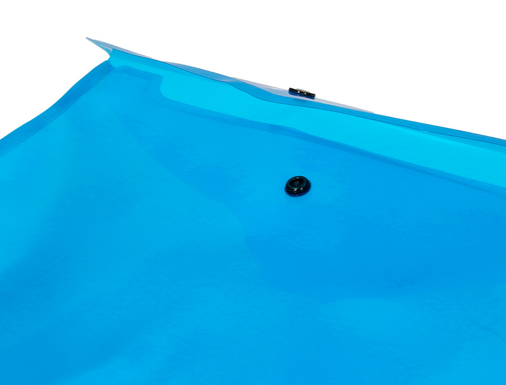 POCHETTE ENVELOPPE LIDERPAPEL POLYPROPYLÈNE 180 MICRONS A4 297X210MM 50F FERMETURE BOUTON RÉSISTANT TRANSPARENT BLEU