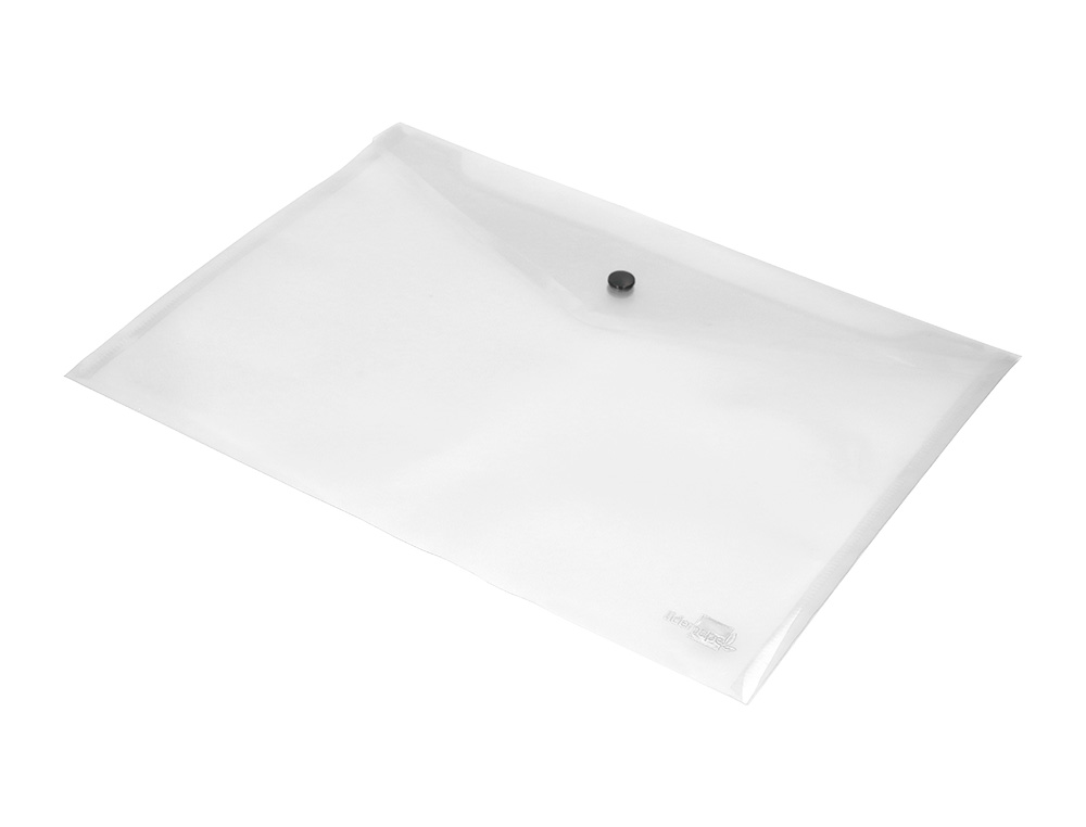 POCHETTE ENVELOPPE LIDERPAPEL POLYPROPYLÈNE 180 MICRONS A4 297X210MM 50F FERMETURE BOUTON RÉSISTANT TRANSPARENT