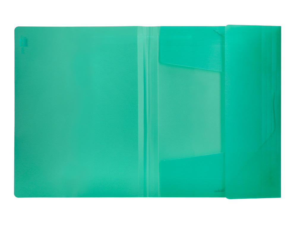 CHEMISE LIDERPAPEL POLYPROPYLNE DOS FLEXIBLE A4 210X297MM 4/10E 3 RABATS LASTIQUE 100F COLORIS VERT TRANSLUCIDE