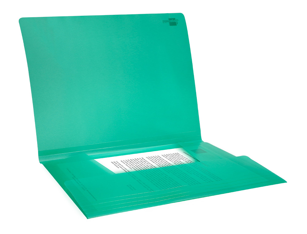 CHEMISE LIDERPAPEL POLYPROPYLNE DOS FLEXIBLE A4 210X297MM 4/10E 3 RABATS LASTIQUE 100F COLORIS VERT TRANSLUCIDE