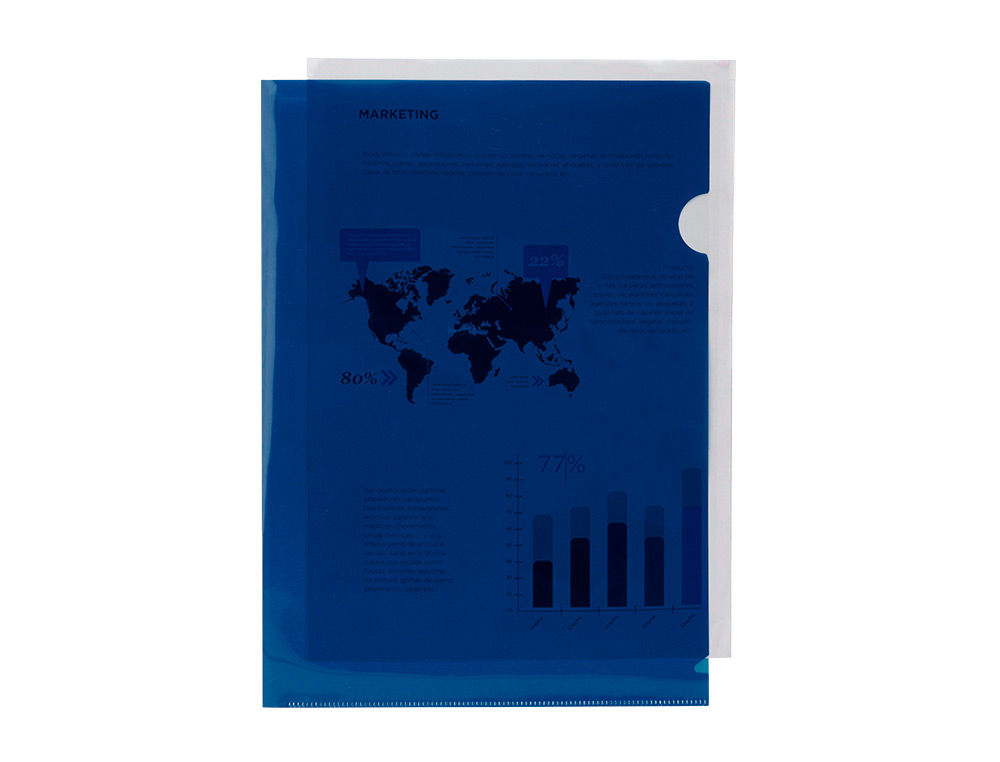 POCHETTE COIN LIDERPAPEL POLYPROPYLÈNE 180 MICRONS A4 210X297MM CAPACITÉ 20F COLORIS BLEU TRANSPARENT