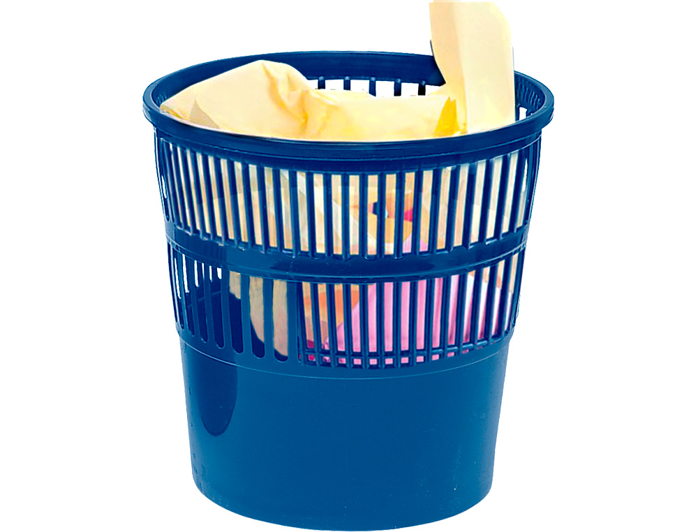 CORBEILLE  PAPIER Q-CONNECT AJOURE POLYSTYRNE SOUPLE ET TRS RSISTANT 15L COLORIS BLEU
