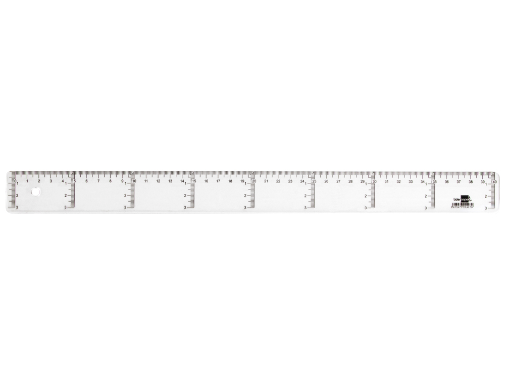 RÈGLE LIDERPAPEL GRADUATION VERTICALE HORIZONTALE 40CM BORD BISEAUTÉ GAMME CRISTAL TRANSPARENTE ÉCONOMIQUE