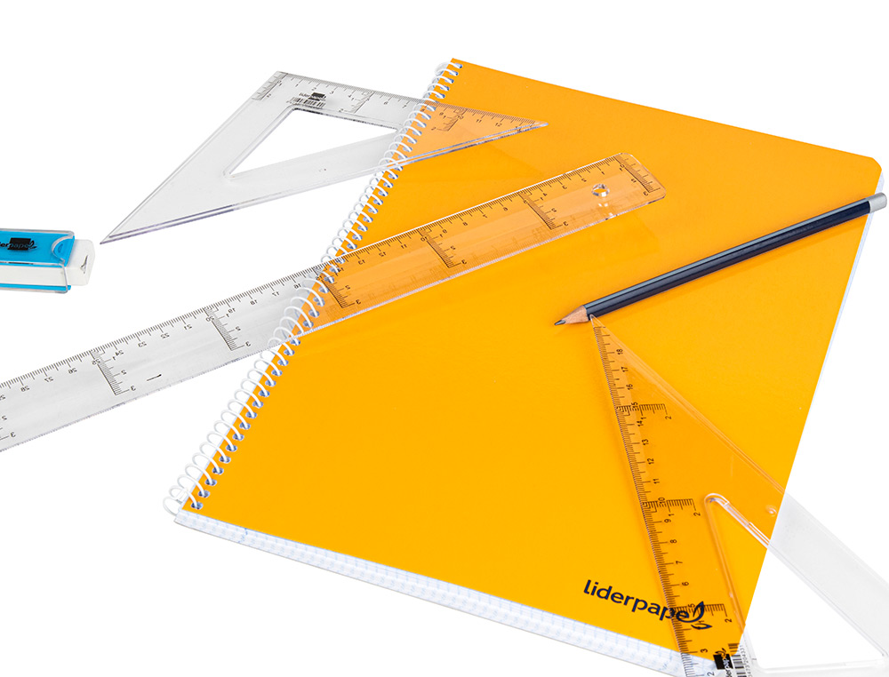 RÈGLE LIDERPAPEL GRADUATION VERTICALE HORIZONTALE 40CM BORD BISEAUTÉ GAMME CRISTAL TRANSPARENTE ÉCONOMIQUE