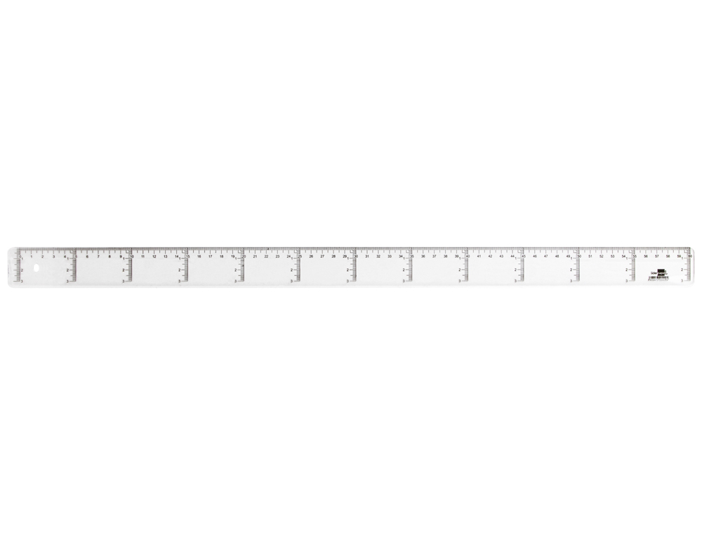 RÈGLE LIDERPAPEL GRADUATION VERTICALE HORIZONTALE 60CM BORD BISEAUTÉ GAMME CRISTAL TRANSPARENTE ÉCONOMIQUE