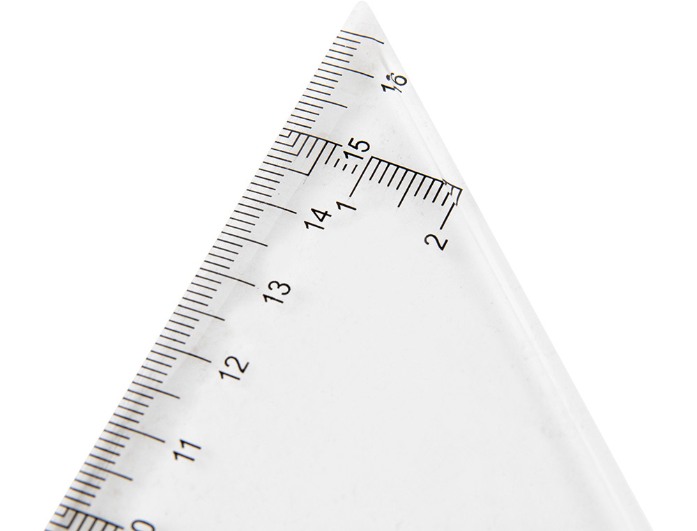 ÉQUERRE LIDERPAPEL 45 DEGRÉS BISEAUTÉE DIMENSION HYPOTÉNUSE 25CM GRADUÉE ÉCHELLE MILLIMÈTRES TRANSPARENTE ÉCONOMIQUE
