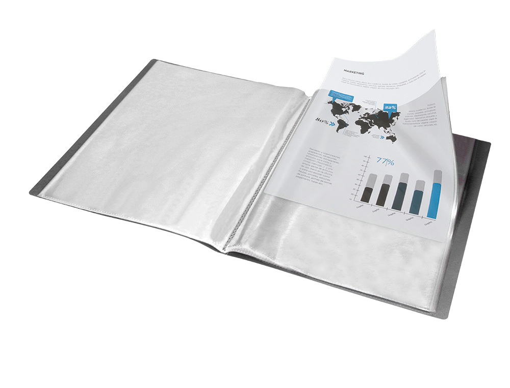 PROTGE-DOCUMENTS LIDERPAPEL POLYPROPYLNE COUVERTURE FLEXIBLE 10 POCHETTES FIXES A4 210X297MM NOIR OPAQUE