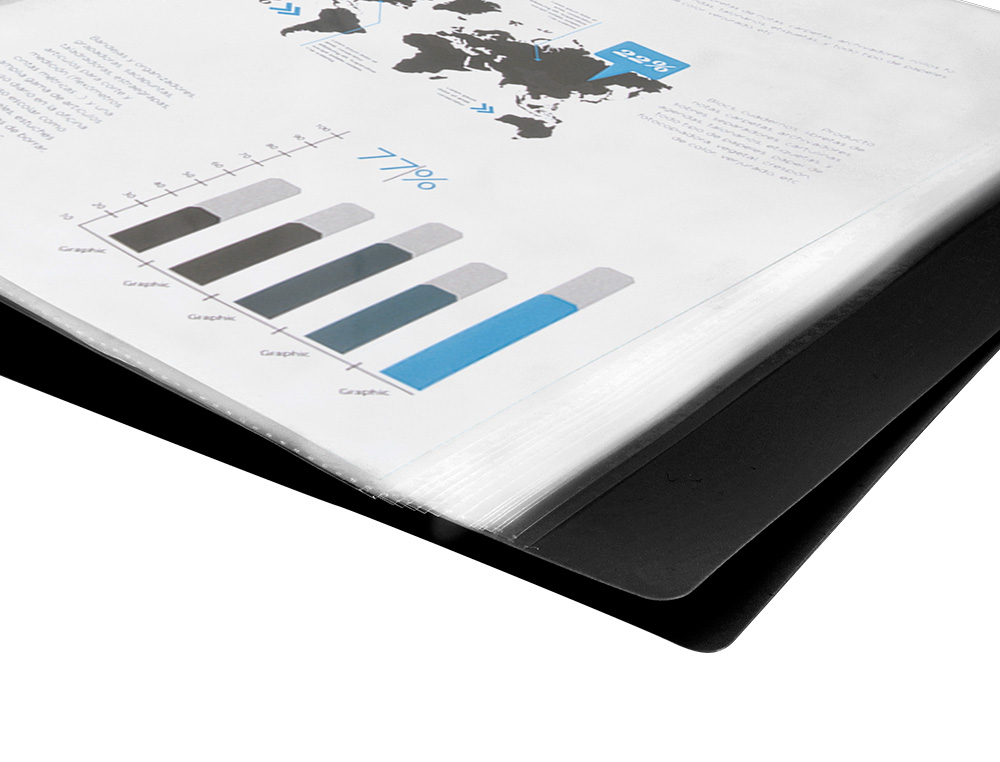 PROTGE-DOCUMENTS LIDERPAPEL POLYPROPYLNE COUVERTURE FLEXIBLE 10 POCHETTES FIXES A4 210X297MM NOIR OPAQUE