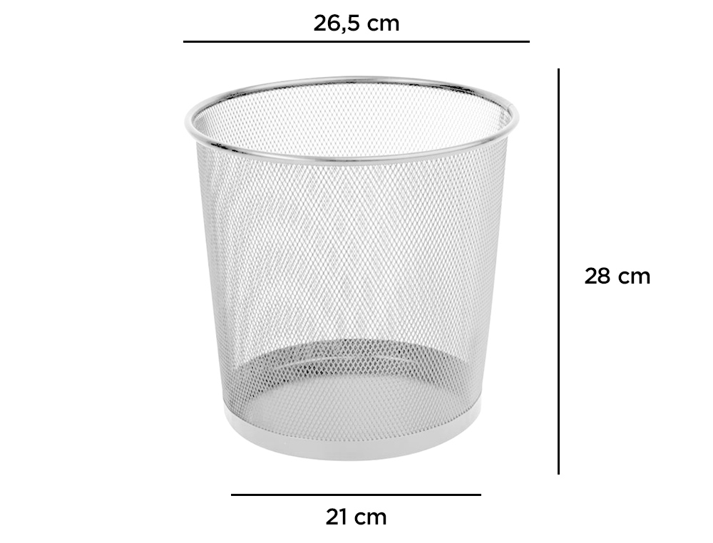 CORBEILLE  PAPIER Q-CONNECT MAILLE MTALLIQUE 13L 265MM DIAMTRE HAUTEUR 280MM COLORIS ARGENT