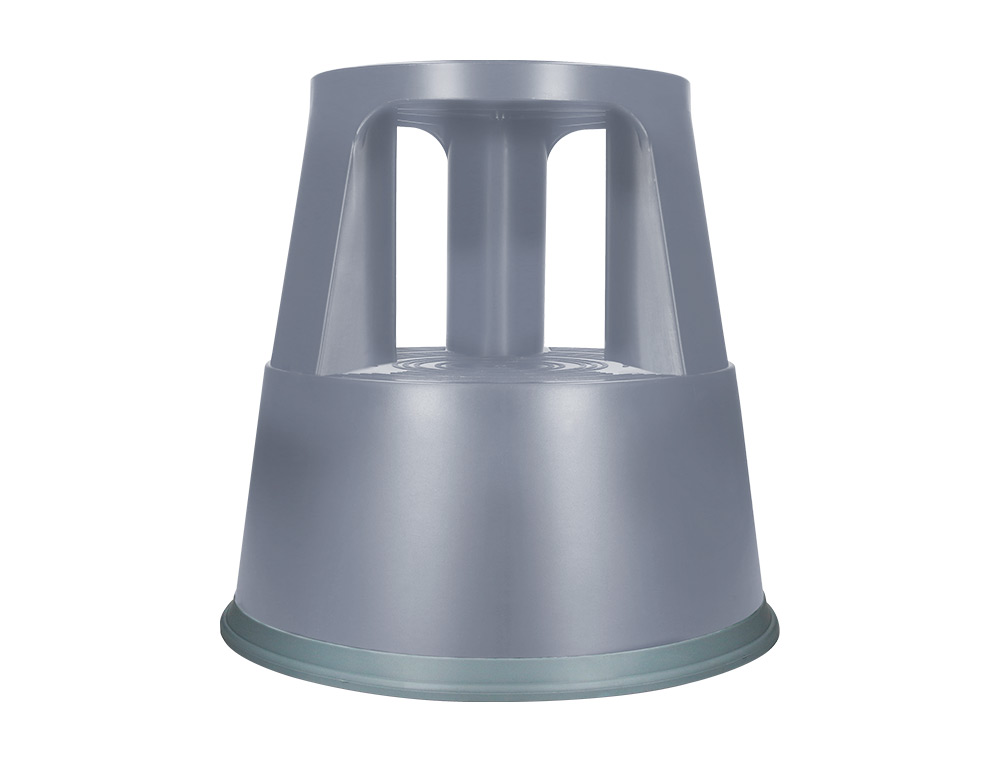 TABOURET Q-CONNECT PLASTIQUE ROUES CAOUTCHOUC RÉTRACTABLES 2 NIVEAUX BASE 44CM HAUTEUR 43CM POIDS 2.9KG COLORIS GRIS