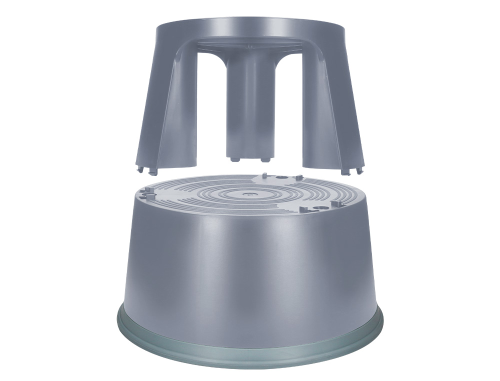 TABOURET Q-CONNECT PLASTIQUE ROUES CAOUTCHOUC RÉTRACTABLES 2 NIVEAUX BASE 44CM HAUTEUR 43CM POIDS 2.9KG COLORIS GRIS
