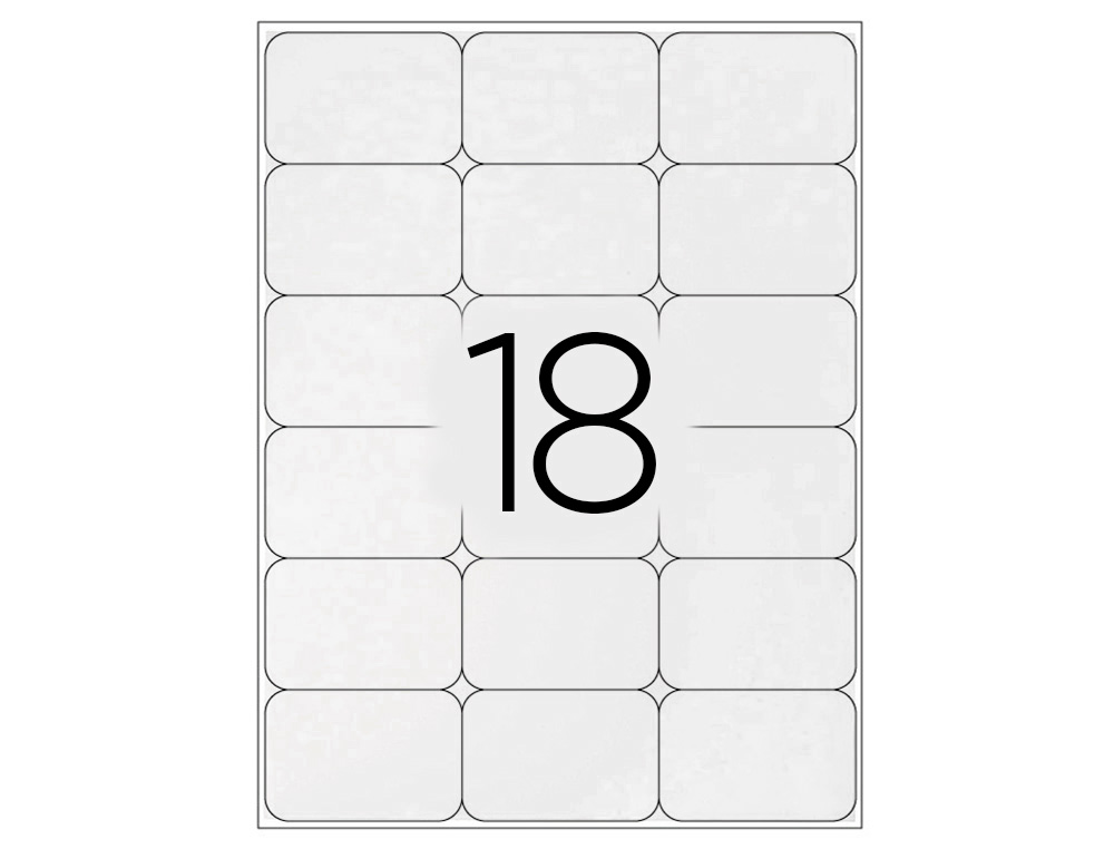 ÉTIQUETTE ADHÉSIVE Q-CONNECT 66X46.6MM COINS ARRONDIS IMPRIMANTE JET ENCRE LASER COPIEUR BOÎTE 100 FEUILLES 1800 UNITÉS