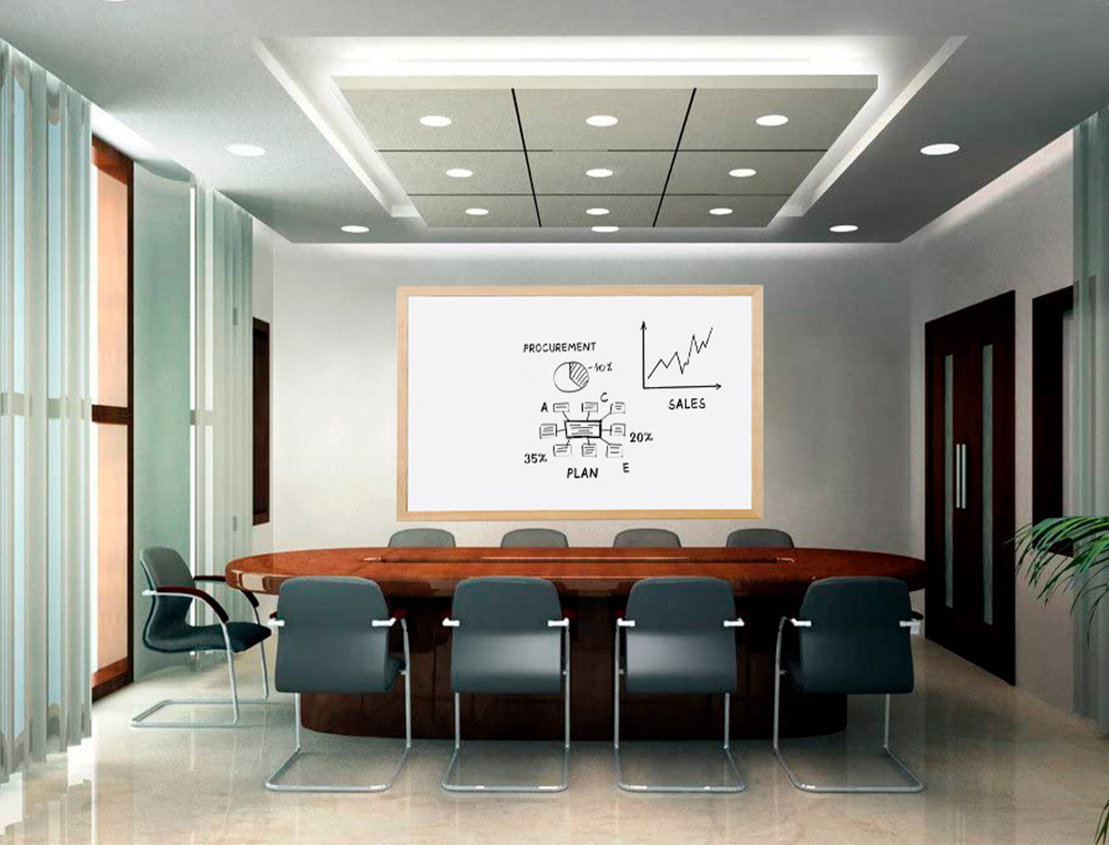 TABLEAU Q-CONNECT MÉLAMINÉ CADRE BOIS LISSE LAVABLE STABILITÉ MARQUEURS SPÉCIAUX ACCESSOIRES FIXATION MUR 120X90CM