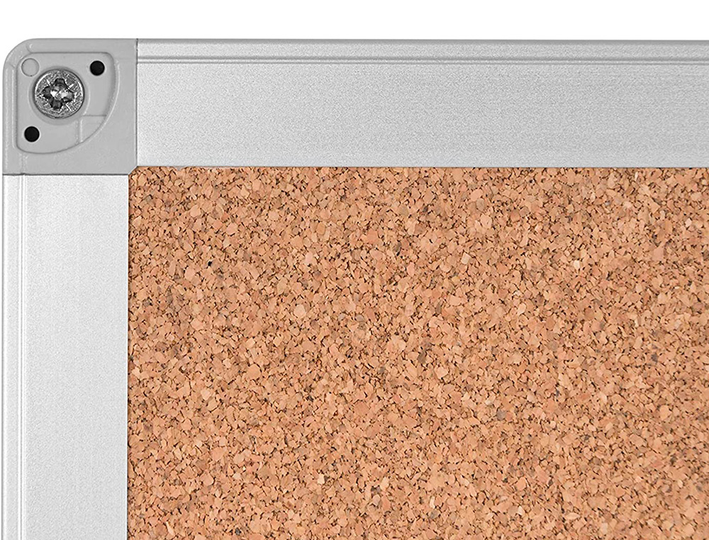 TABLEAU LIÈGE Q-CONNECT MURAL CADRE ALUMINIUM RÉSISTANCE HUMIDITÉ ACCESSOIRES FIXATION MUR 1MM ÉPAISSEUR 90X60CM
