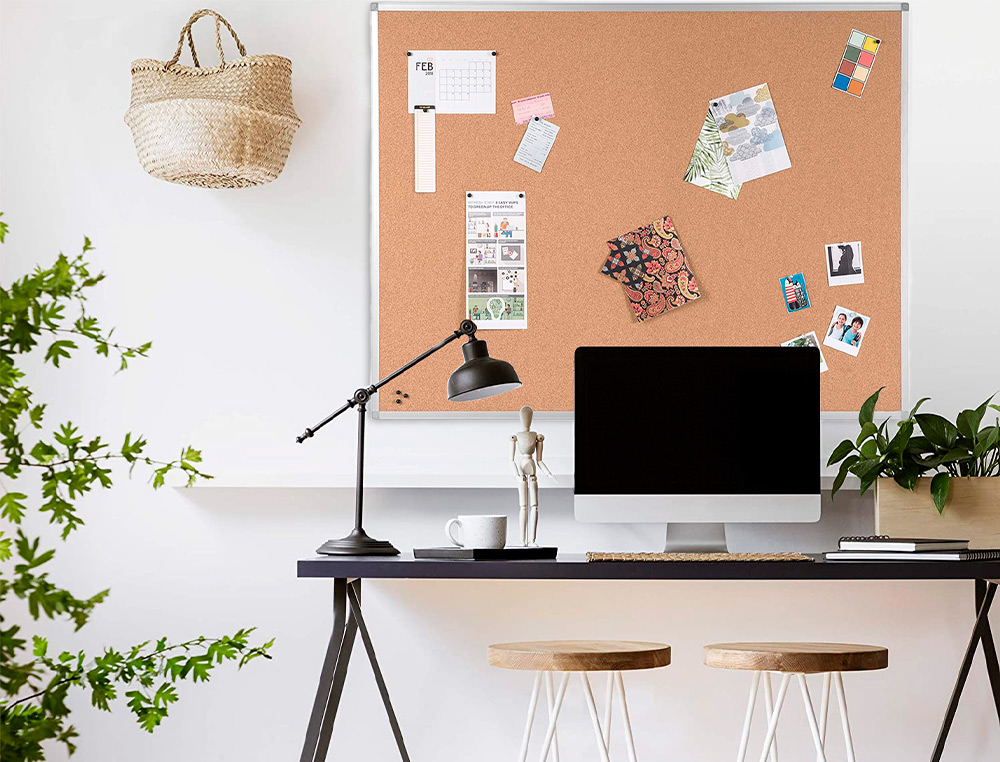 TABLEAU LIÈGE Q-CONNECT MURAL CADRE ALUMINIUM RÉSISTANCE HUMIDITÉ ACCESSOIRES FIXATION MUR 1MM ÉPAISSEUR 120X90CM