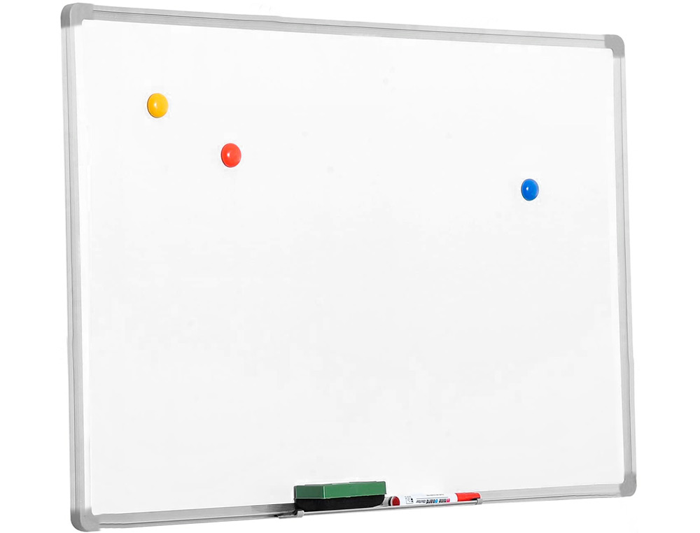 TABLEAU Q-CONNECT LAQU MAGNTIQUE CADRE ALUMINIUM IDAL COLLGES BUREAUX INCLUS ACCESSOIRES FIXATION MUR 90X60CM