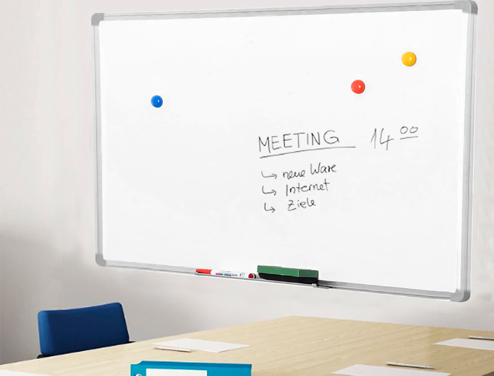 TABLEAU Q-CONNECT LAQU MAGNTIQUE CADRE ALUMINIUM IDAL COLLGES BUREAUX INCLUS ACCESSOIRES FIXATION MUR 90X60CM