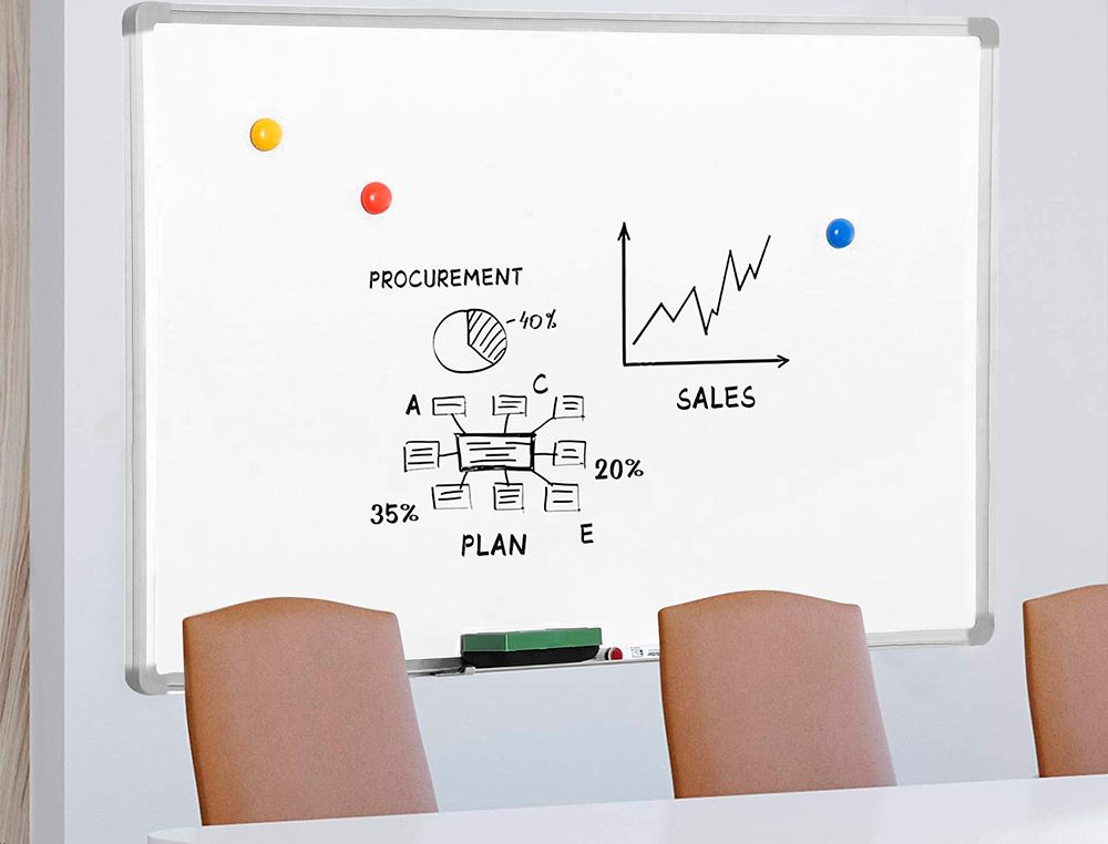 TABLEAU Q-CONNECT LAQU MAGNTIQUE CADRE ALUMINIUM IDAL COLLGES BUREAUX INCLUS ACCESSOIRES FIXATION MUR 90X60CM