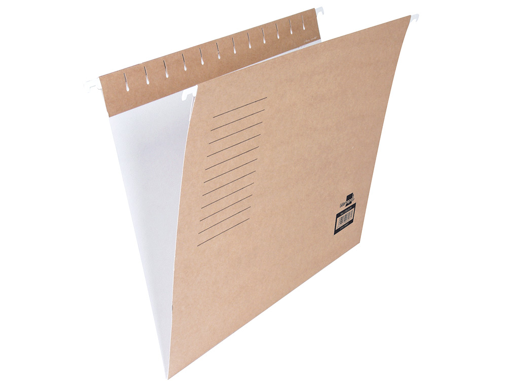 DOSSIER SUSPENDU LIDERPAPEL PAPIER CARTONNÉ KRAFT 230G A4 TIROIR VISEUR SUPÉRIEUR 90MM FOND V BAGUETTE MÉTALLIQUE
