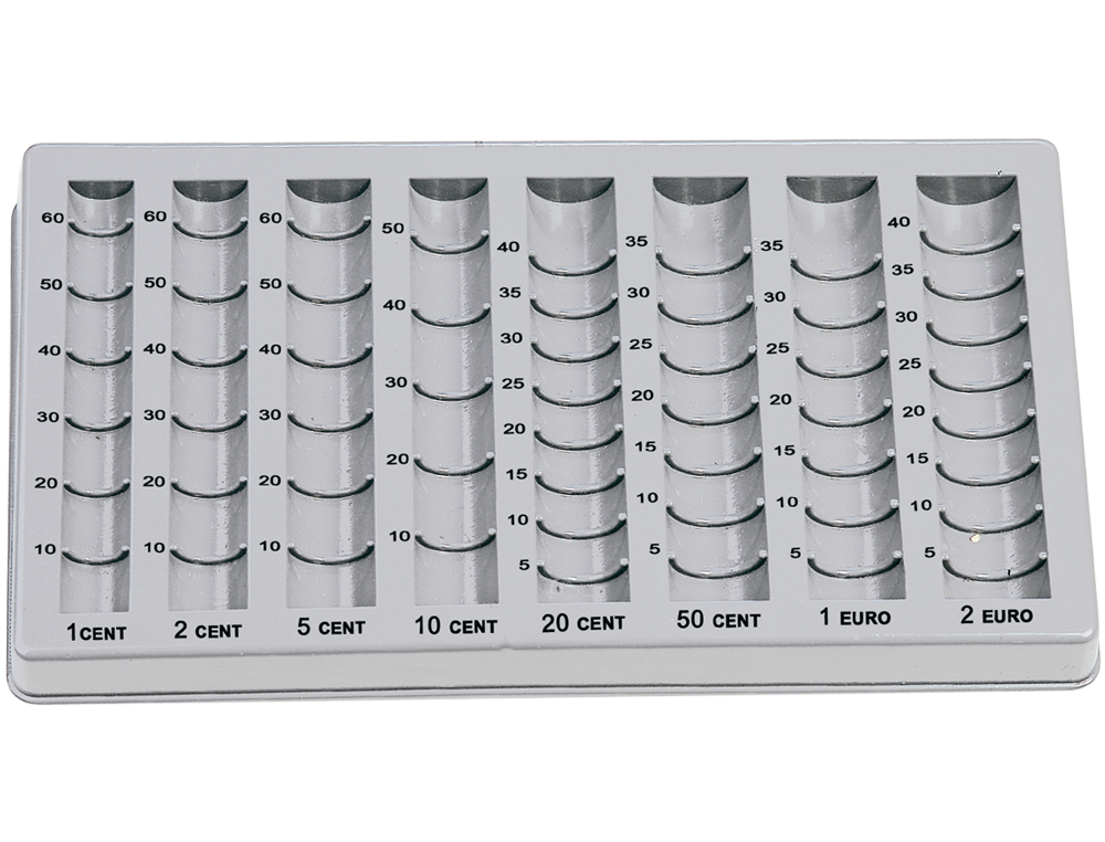 CASIER MONNAYEUR LIDERPAPEL PLASTIQUE GRANDE RÉSISTANCE 8 COLONNES HAUTEUR 24/35MM 155X280MM 200G